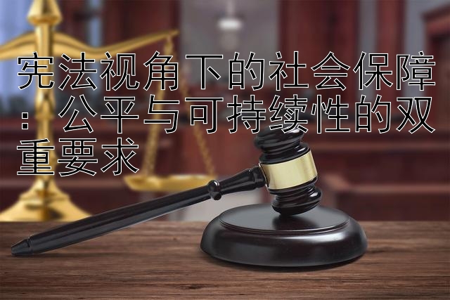 宪法视角下的社会保障：公平与可持续性的双重要求