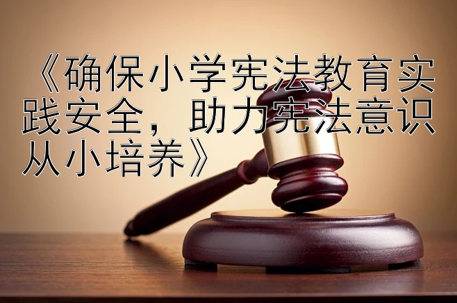 《确保小学宪法教育实践安全，助力宪法意识从小培养》