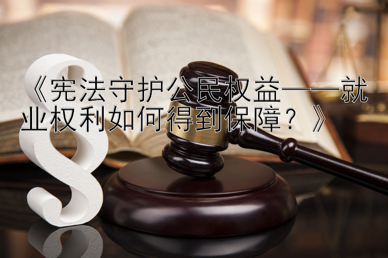 《宪法守护公民权益——就业权利如何得到保障？》